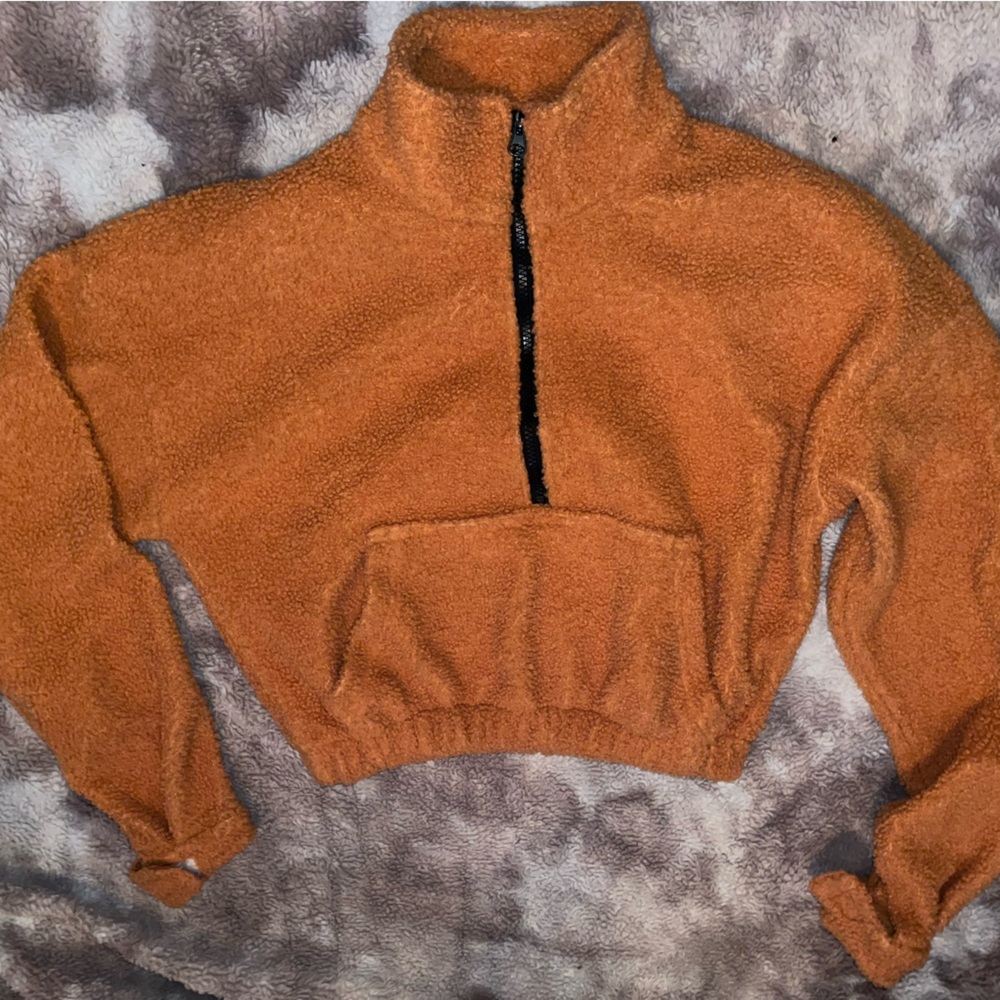 PrettyLittleThing Burnt Orange Fleece Jacket